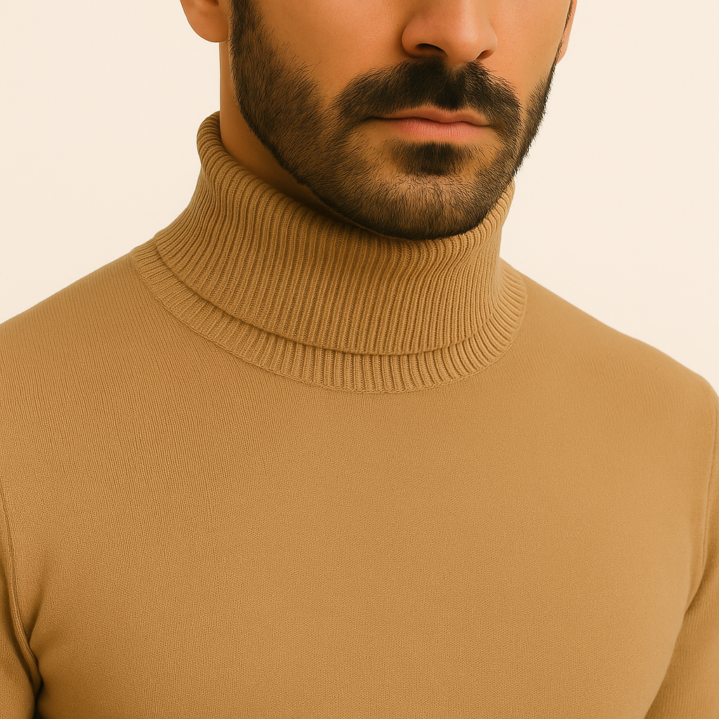 Suéter Masculino de Lã Merino com Gola Alta