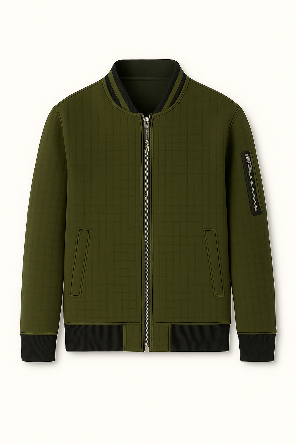 Jaqueta Masculina Casual com Zíper e Gola Stand