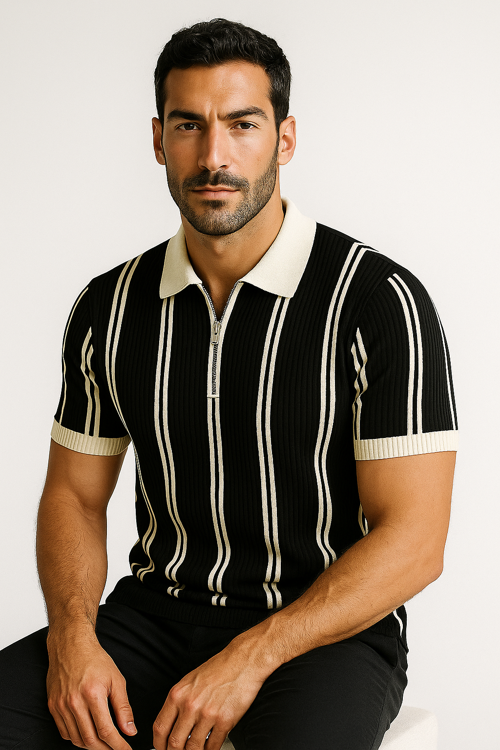 Camisa Polo Masculina com Meia Zíper - Estilo Moderno