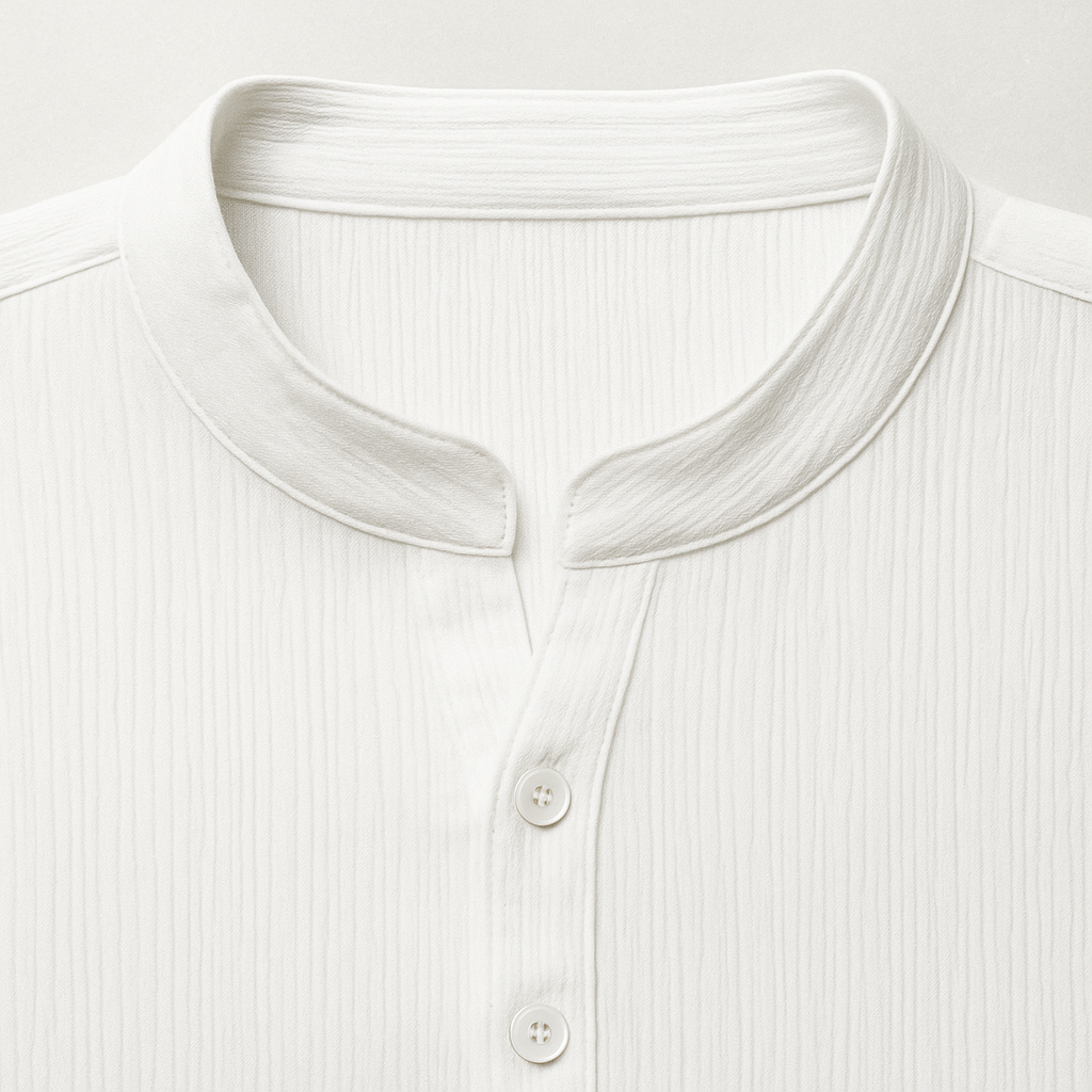 Camisa Masculina Linho Manga Longa Branca Henley