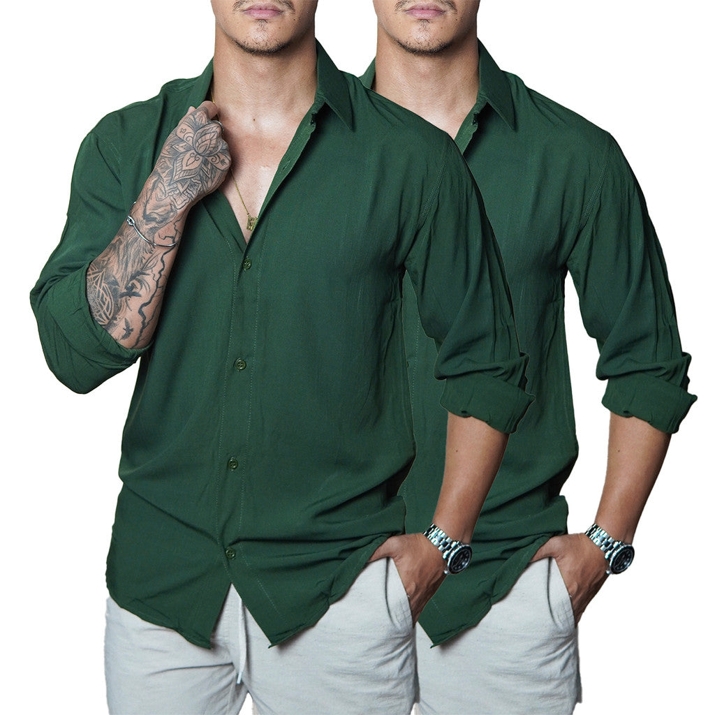 Camisa Masculina de Linho Manga Longa Viscolinho