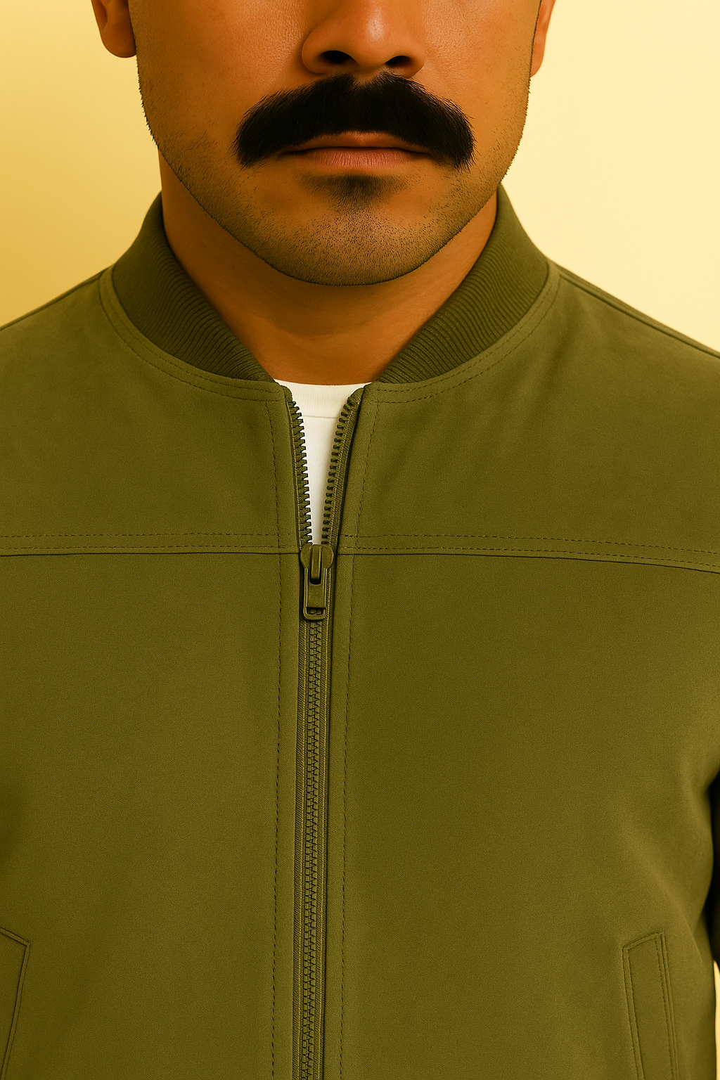 Jaqueta Masculina Bomber Camurça com Zíper e Punho Canelado