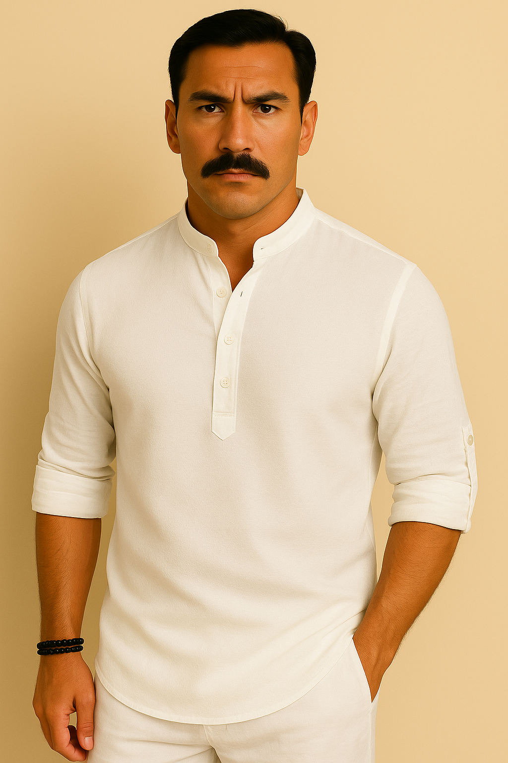 Camisa Masculina Henley de Linho - Estilo Casual e Leve