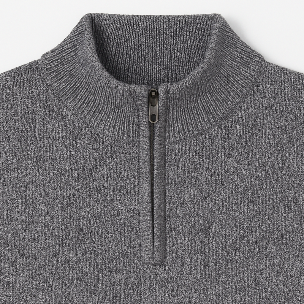 Suéter Tricot Gola Alta com Zíper