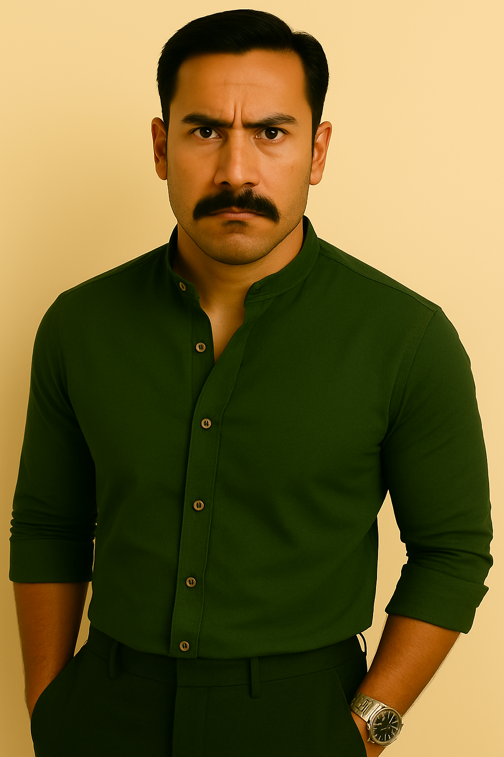 Camisa Social Linho Masculina Gola Padre