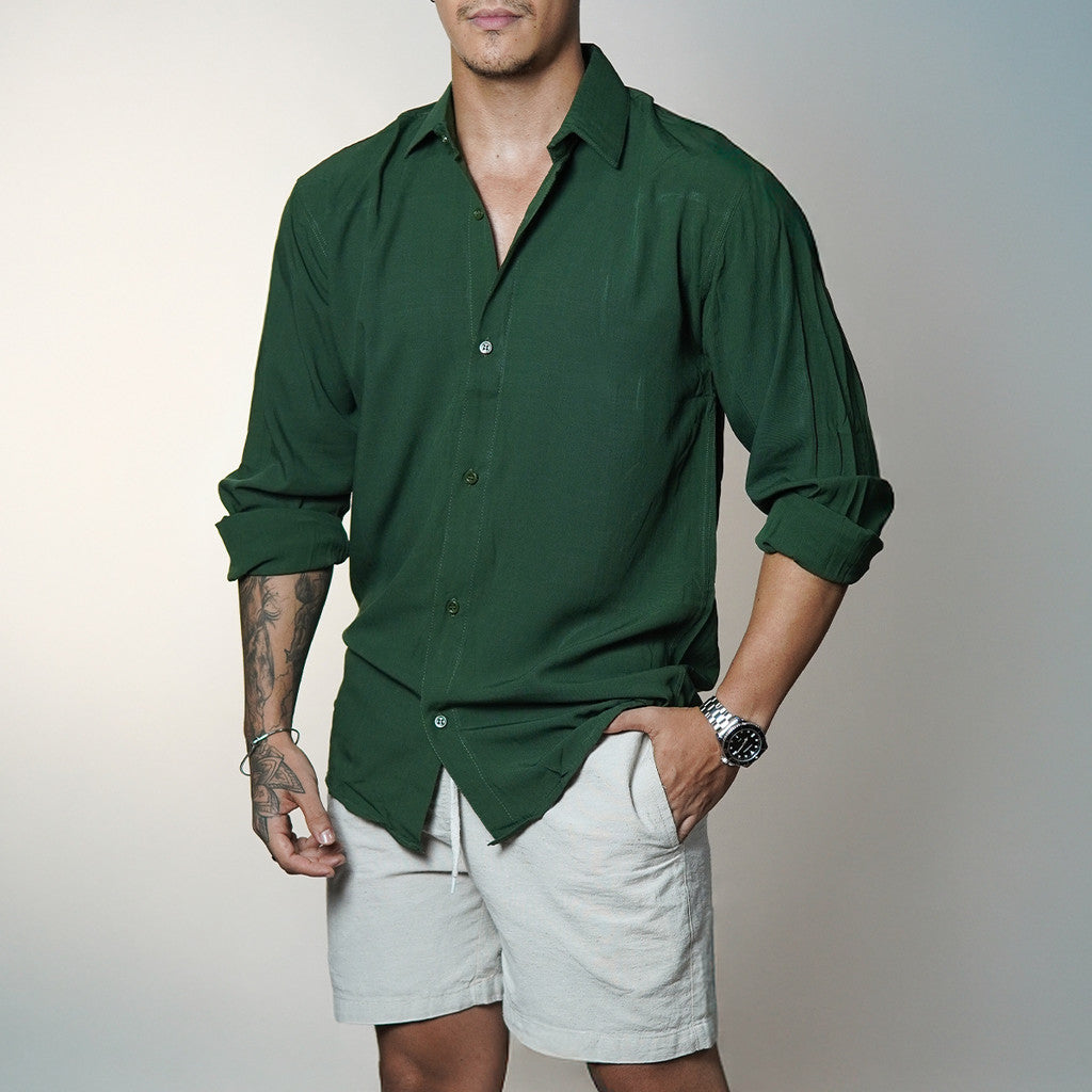 Camisa Masculina de Linho Manga Longa Viscolinho