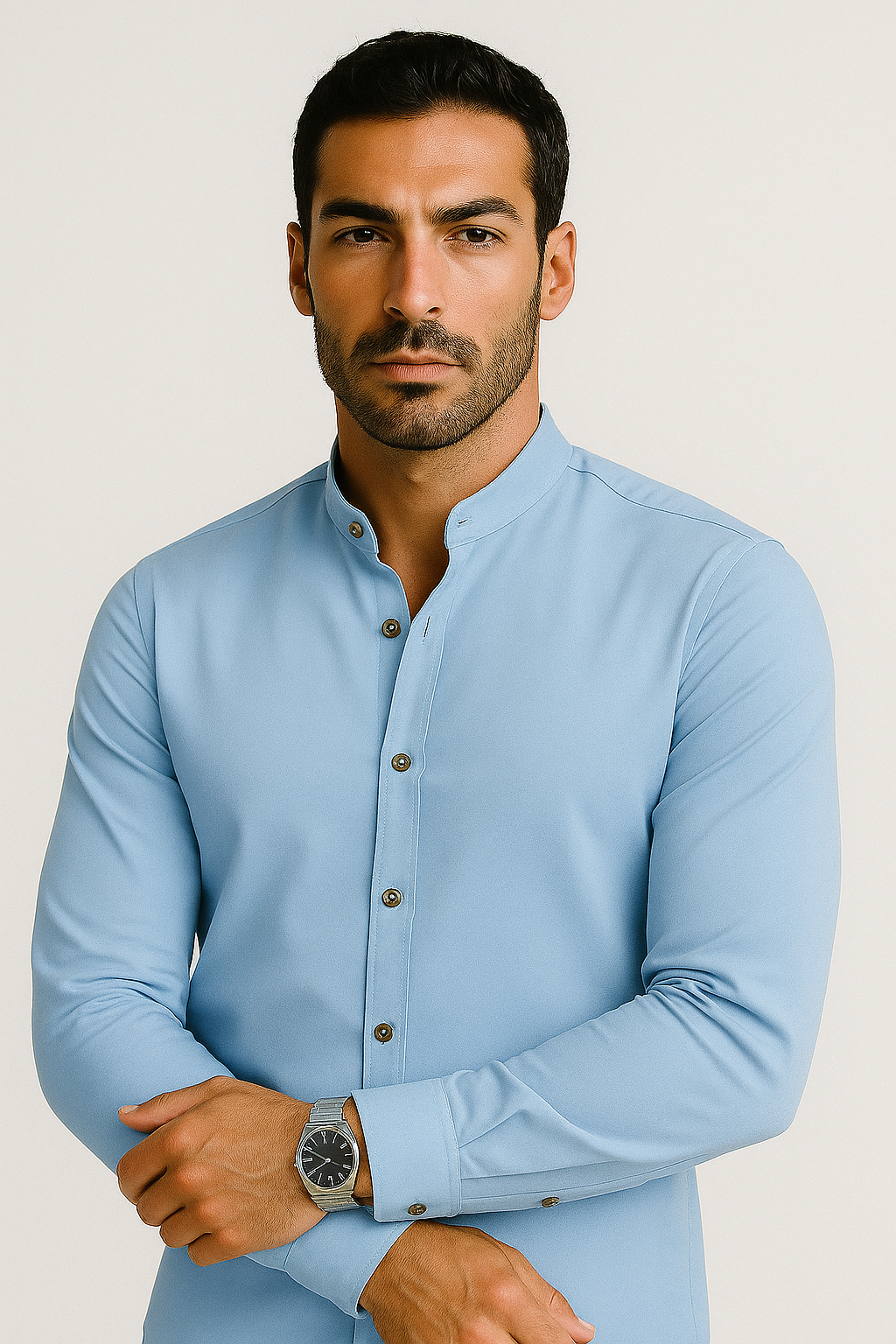 Camisa Social Linho Masculina Gola Padre