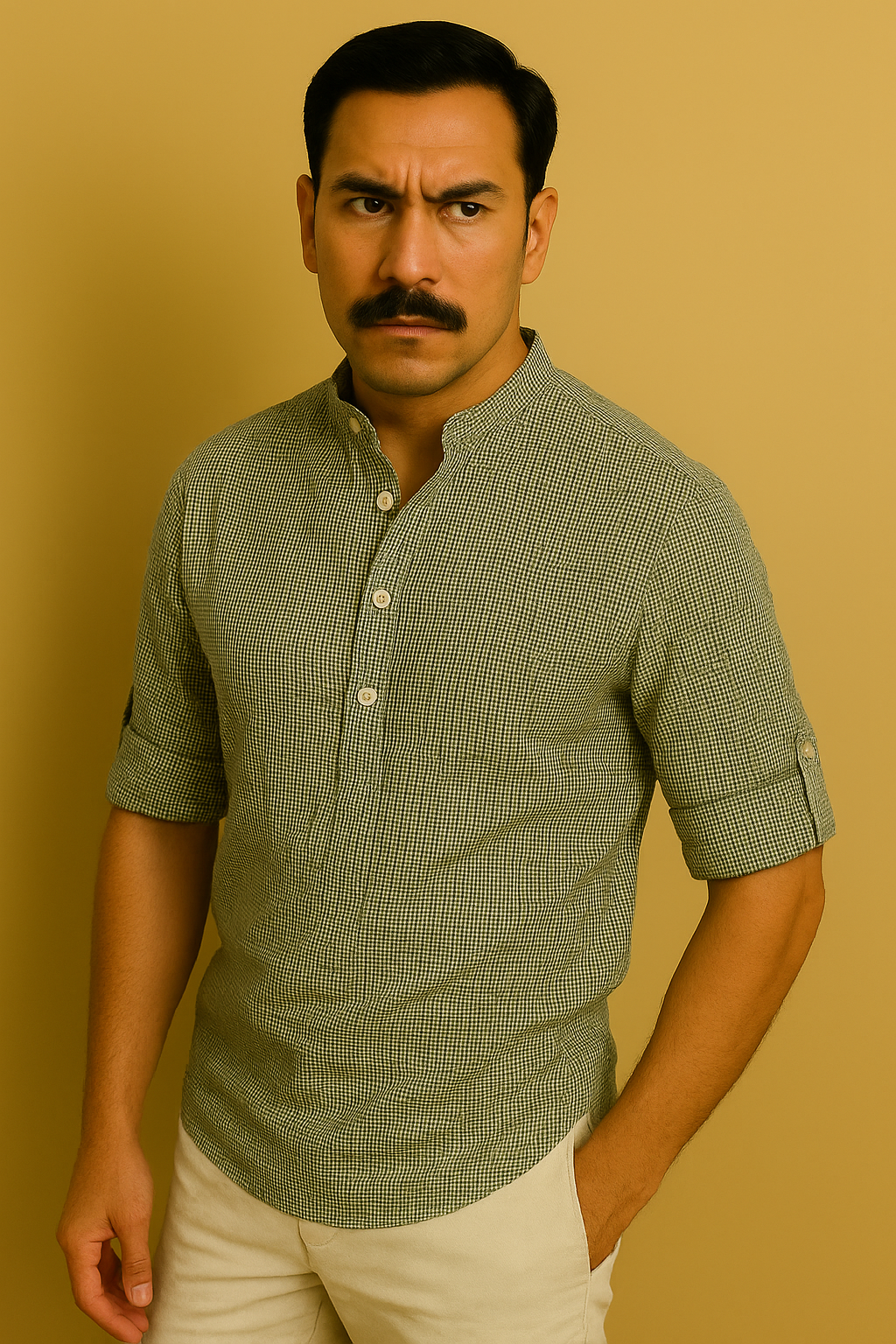 Camisa Masculina Henley de Linho - Estilo Casual e Leve