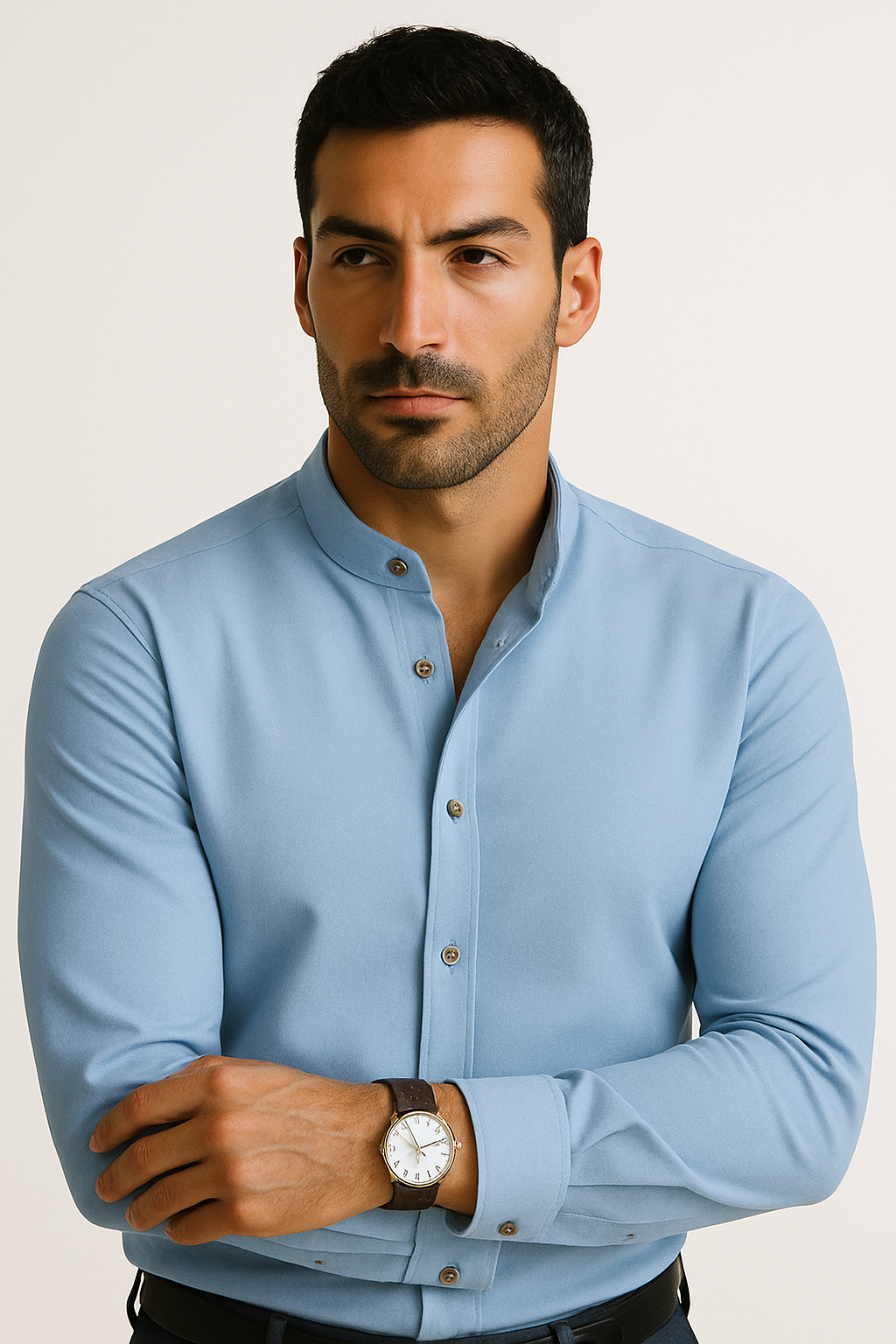 Camisa Social Linho Masculina Gola Padre
