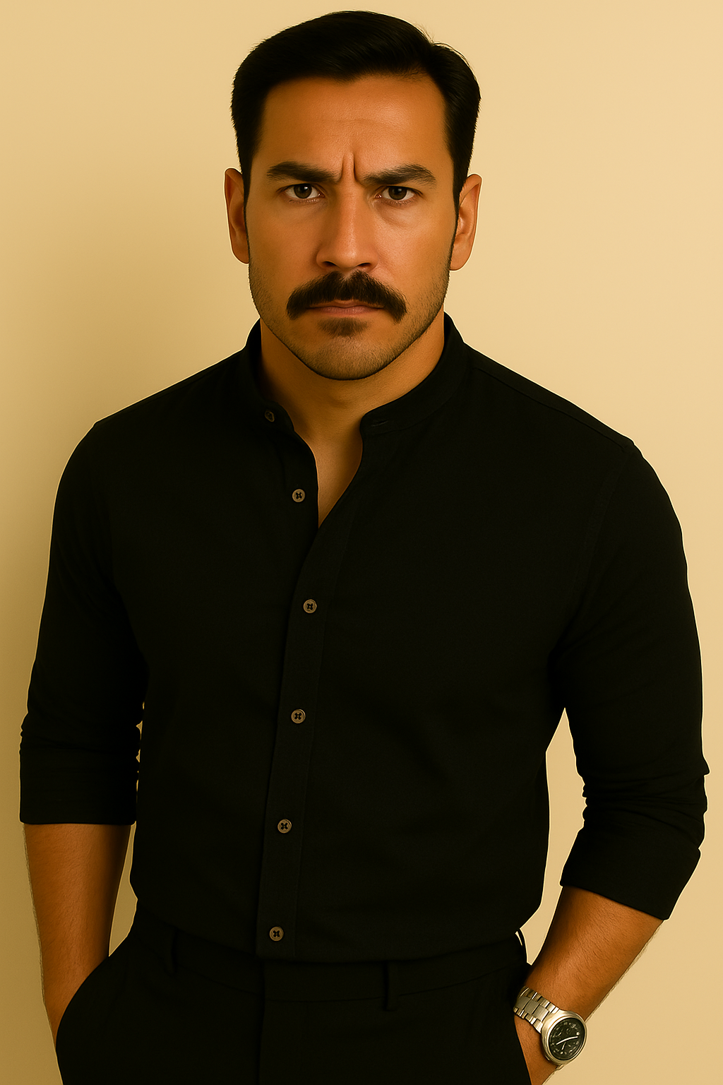 Camisa Social Linho Masculina Gola Padre