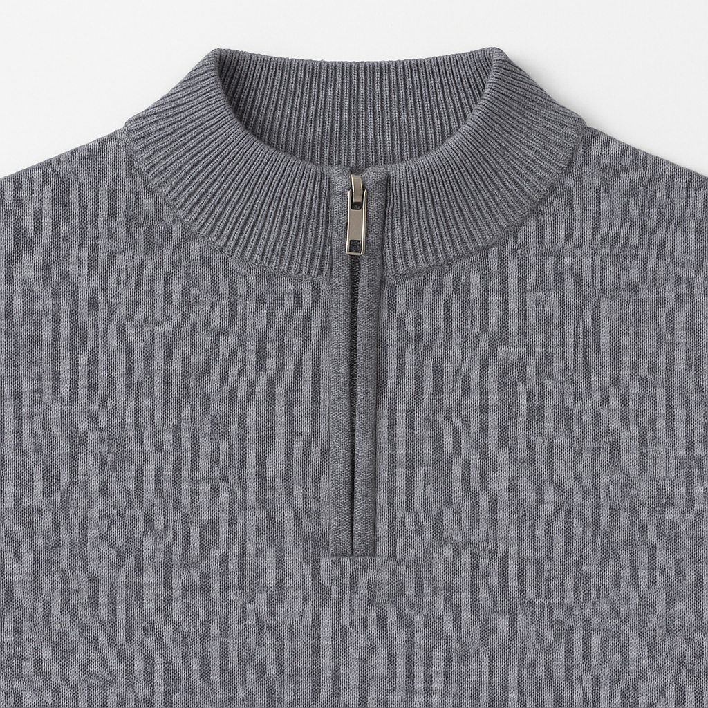 Suéter Com Zíper Na Gola Blusa de inverno Masculino