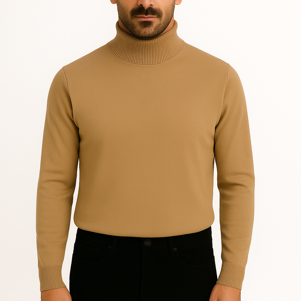Suéter Masculino de Lã Merino com Gola Alta