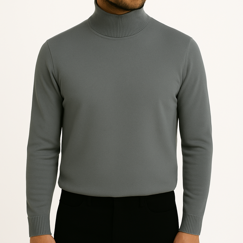 Suéter Masculino de Lã Merino com Gola Alta