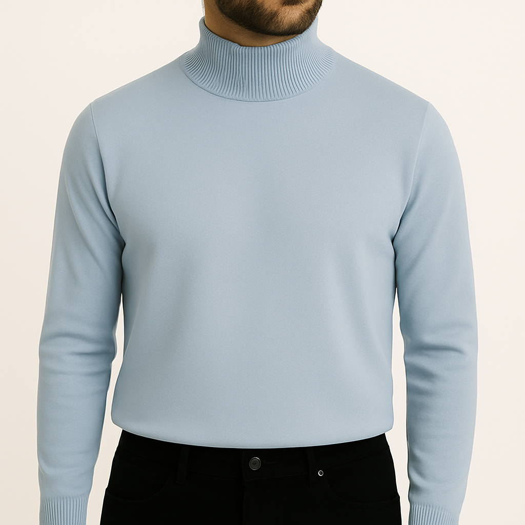 Suéter Masculino de Lã Merino com Gola Alta
