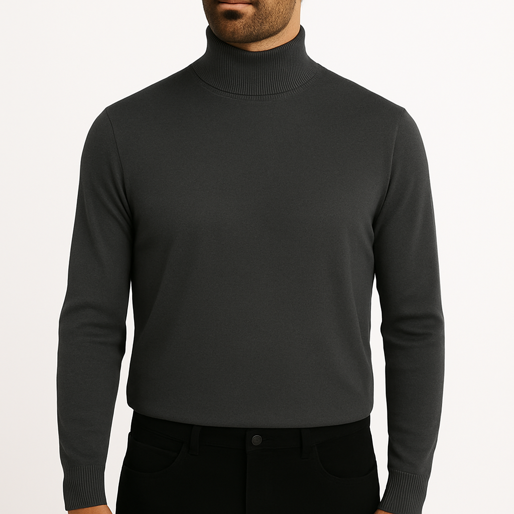 Suéter Masculino de Lã Merino com Gola Alta