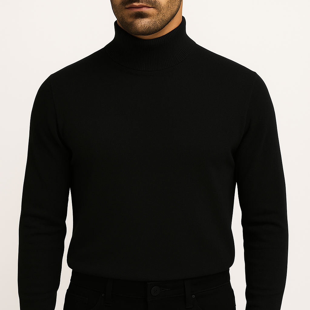 Suéter Masculino de Lã Merino com Gola Alta