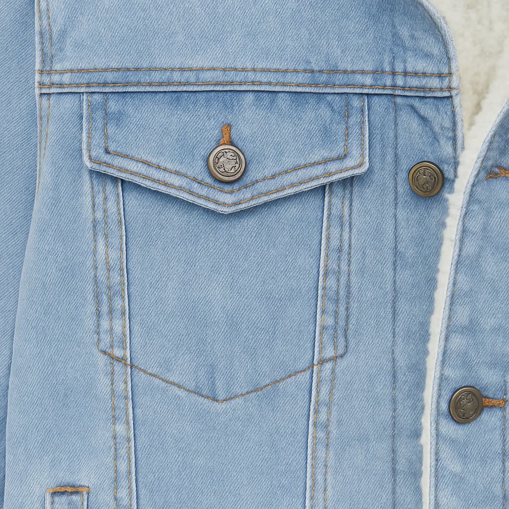 Jaqueta Masculina Jeans de Inverno com Forro de Lã