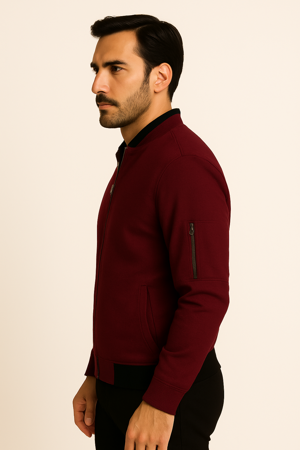 Jaqueta Masculina Casual com Zíper e Gola Stand