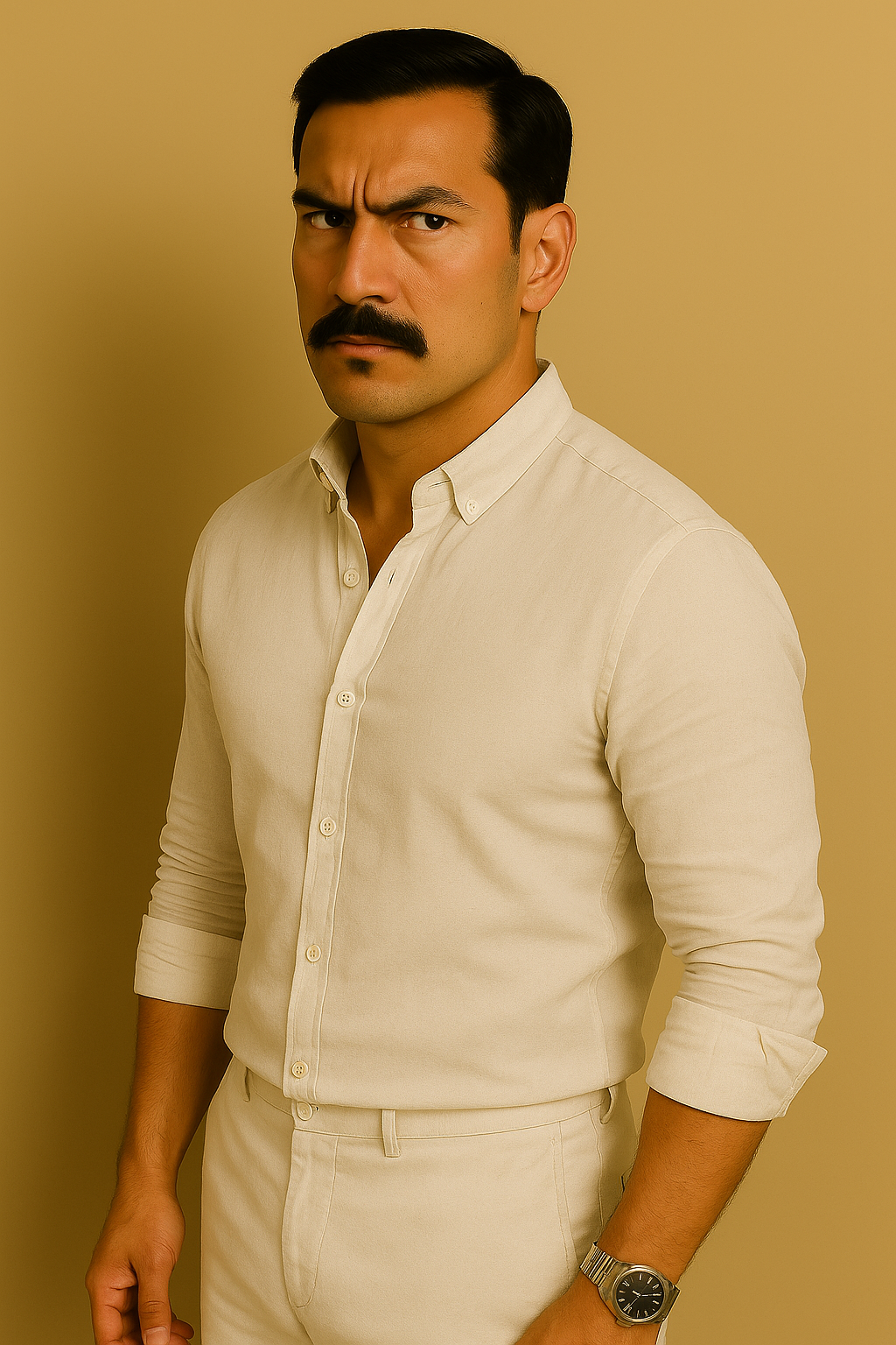 Camisa Masculina de Verão em Algodão e Linho