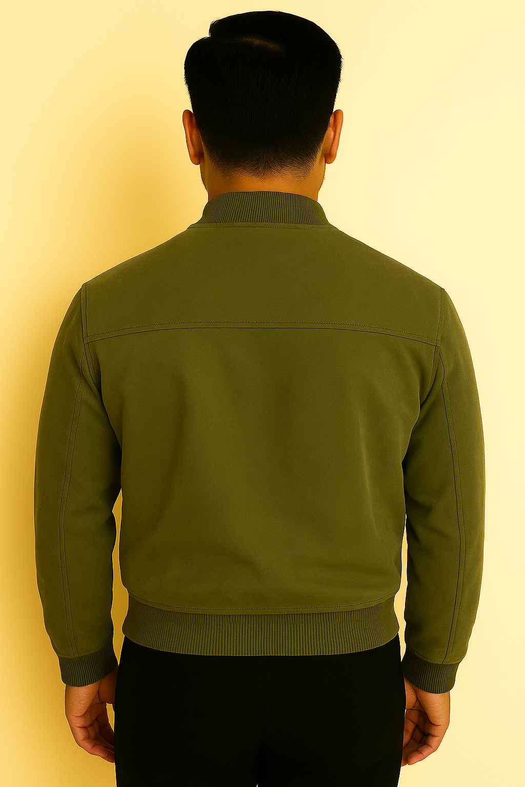 Jaqueta Masculina Bomber Camurça com Zíper e Punho Canelado