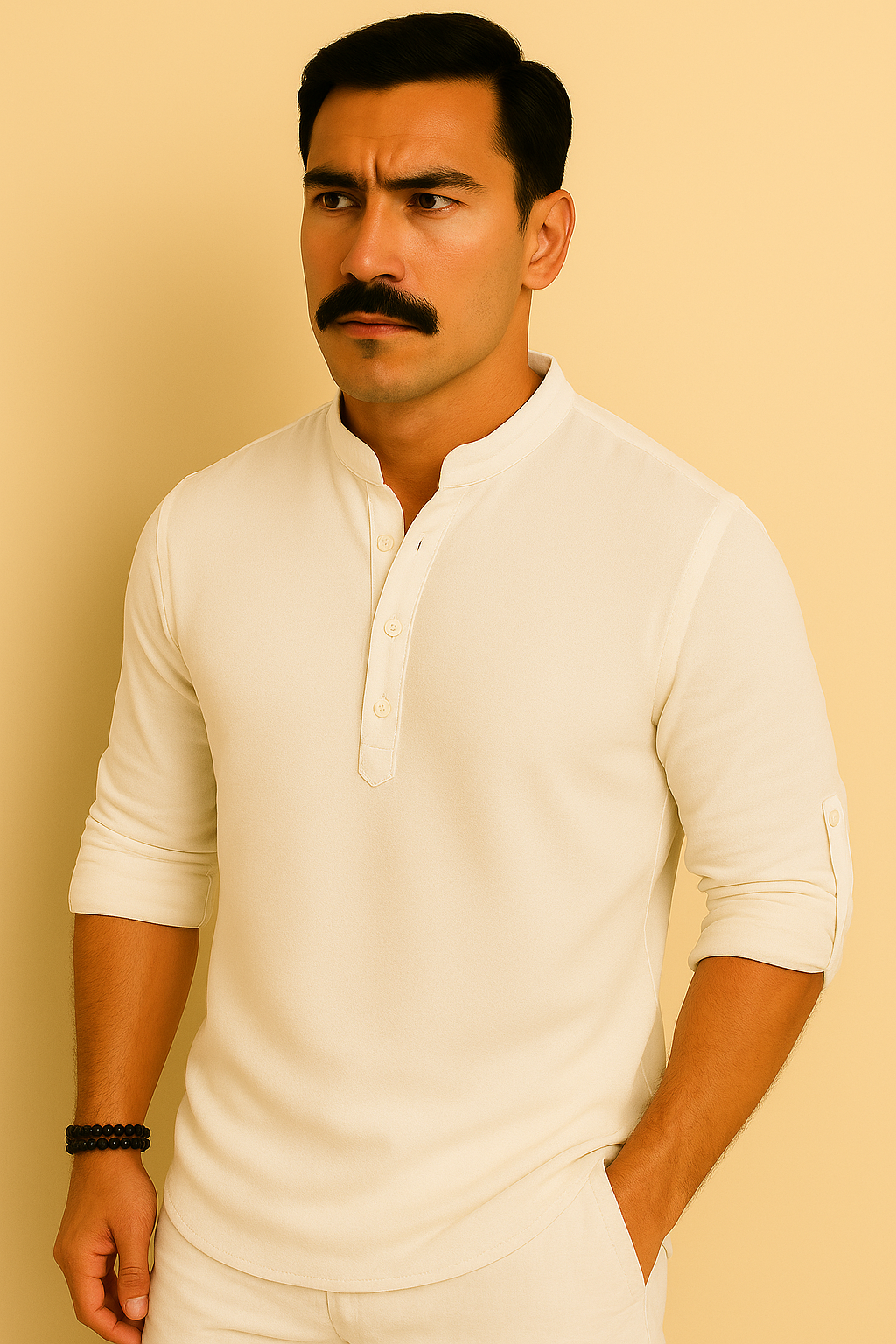 Camisa Masculina Henley de Linho - Estilo Casual e Leve
