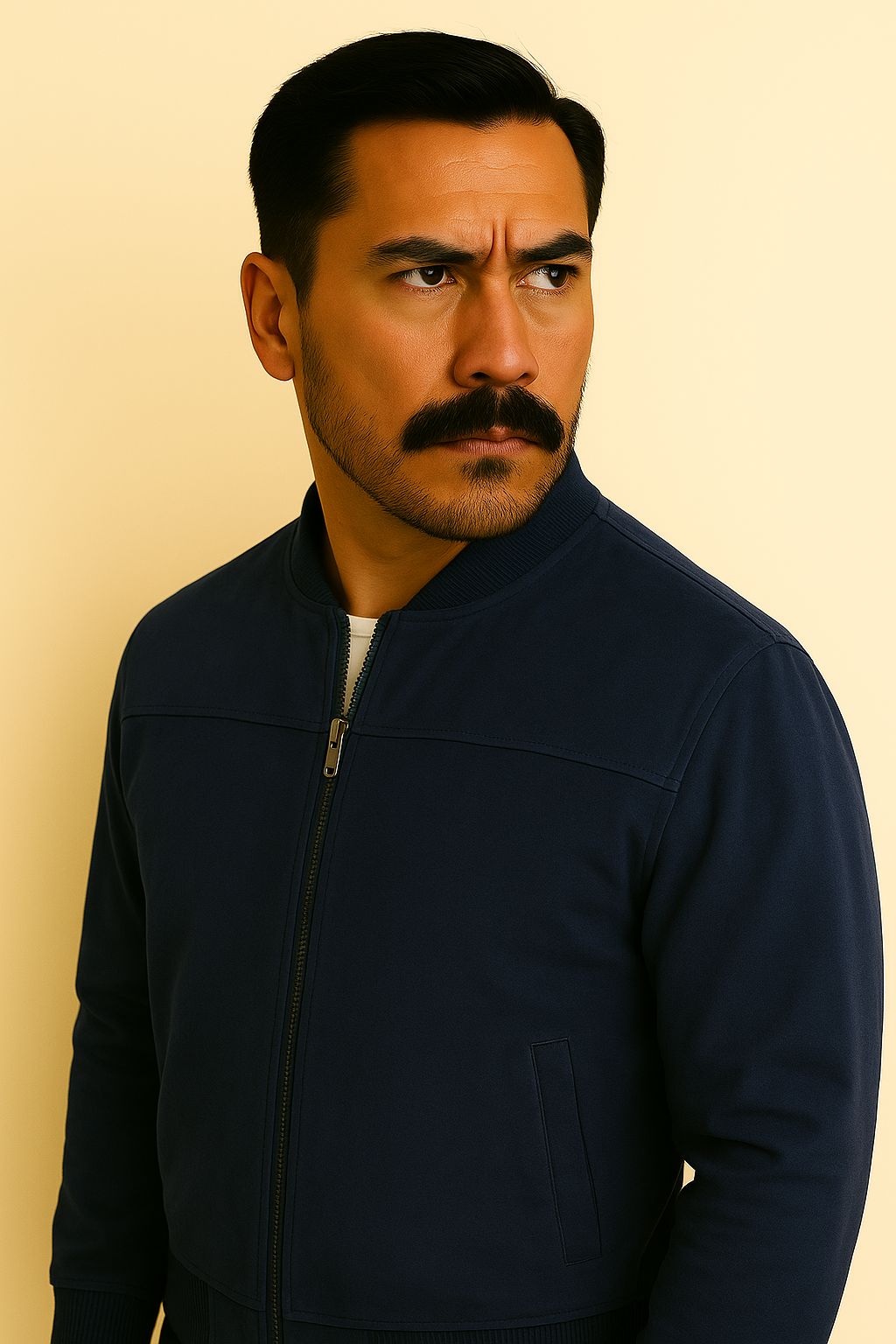 Jaqueta Masculina Bomber Camurça com Zíper e Punho Canelado