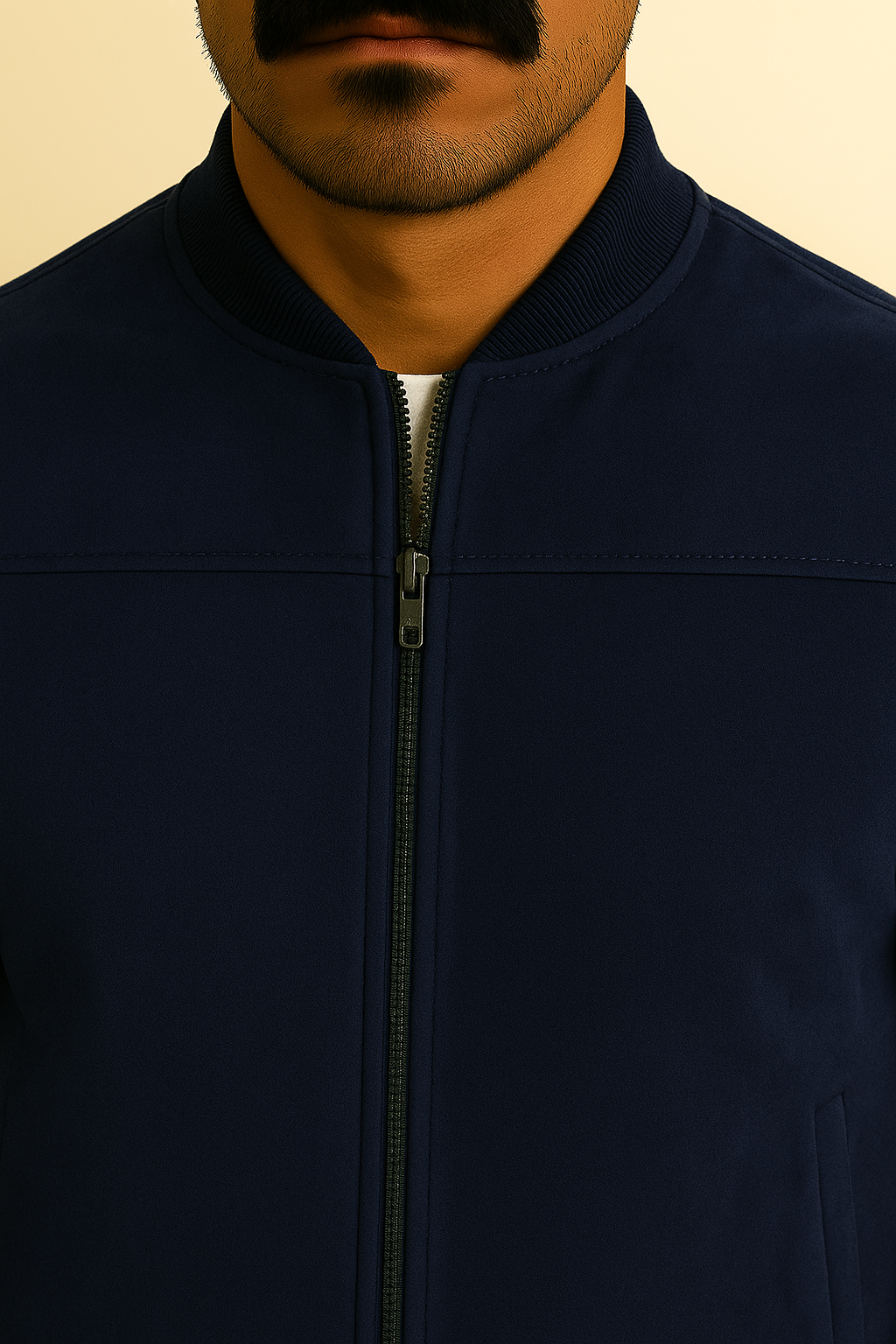 Jaqueta Masculina Bomber Camurça com Zíper e Punho Canelado