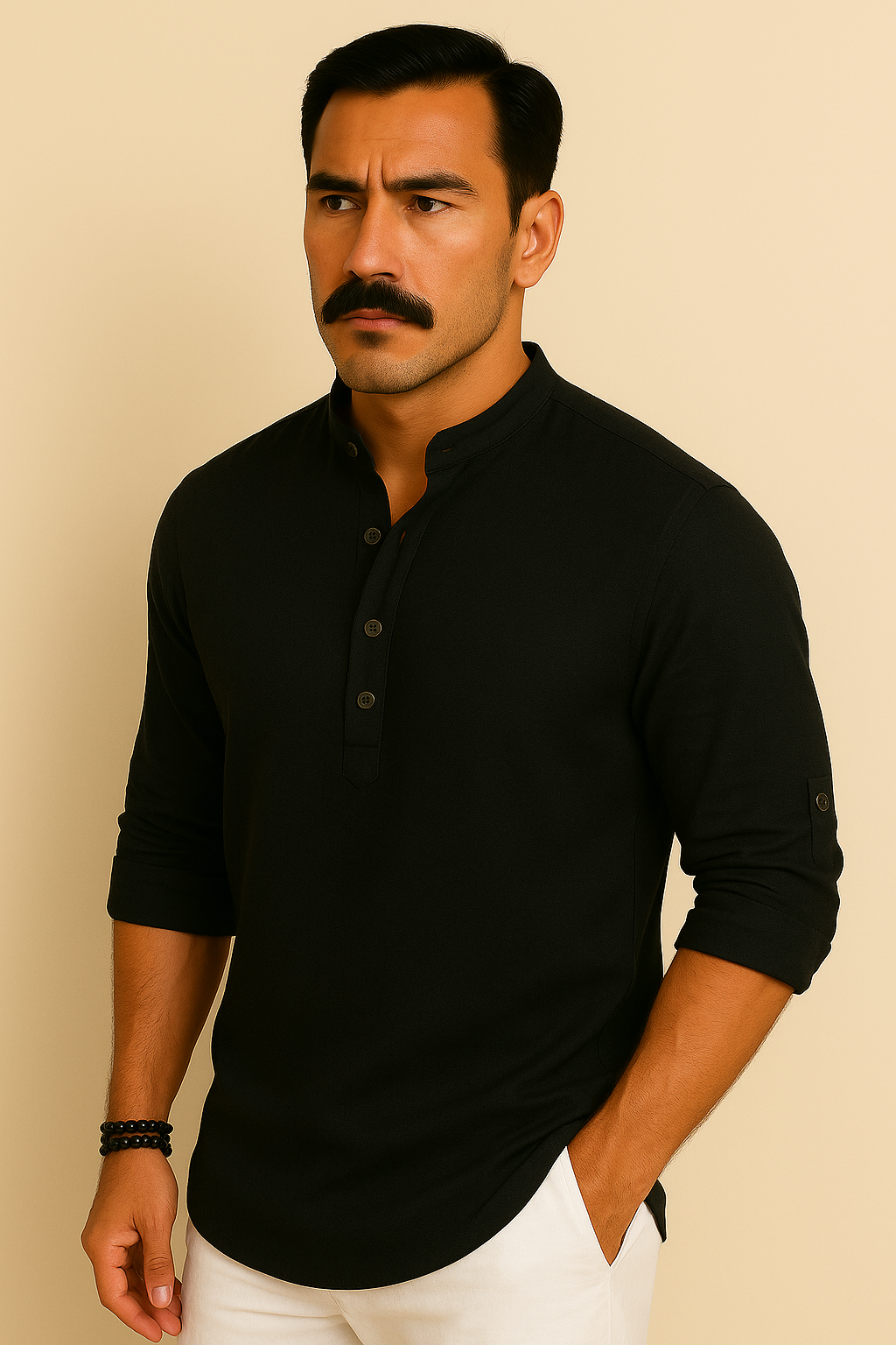 Camisa Masculina Henley de Linho - Estilo Casual e Leve
