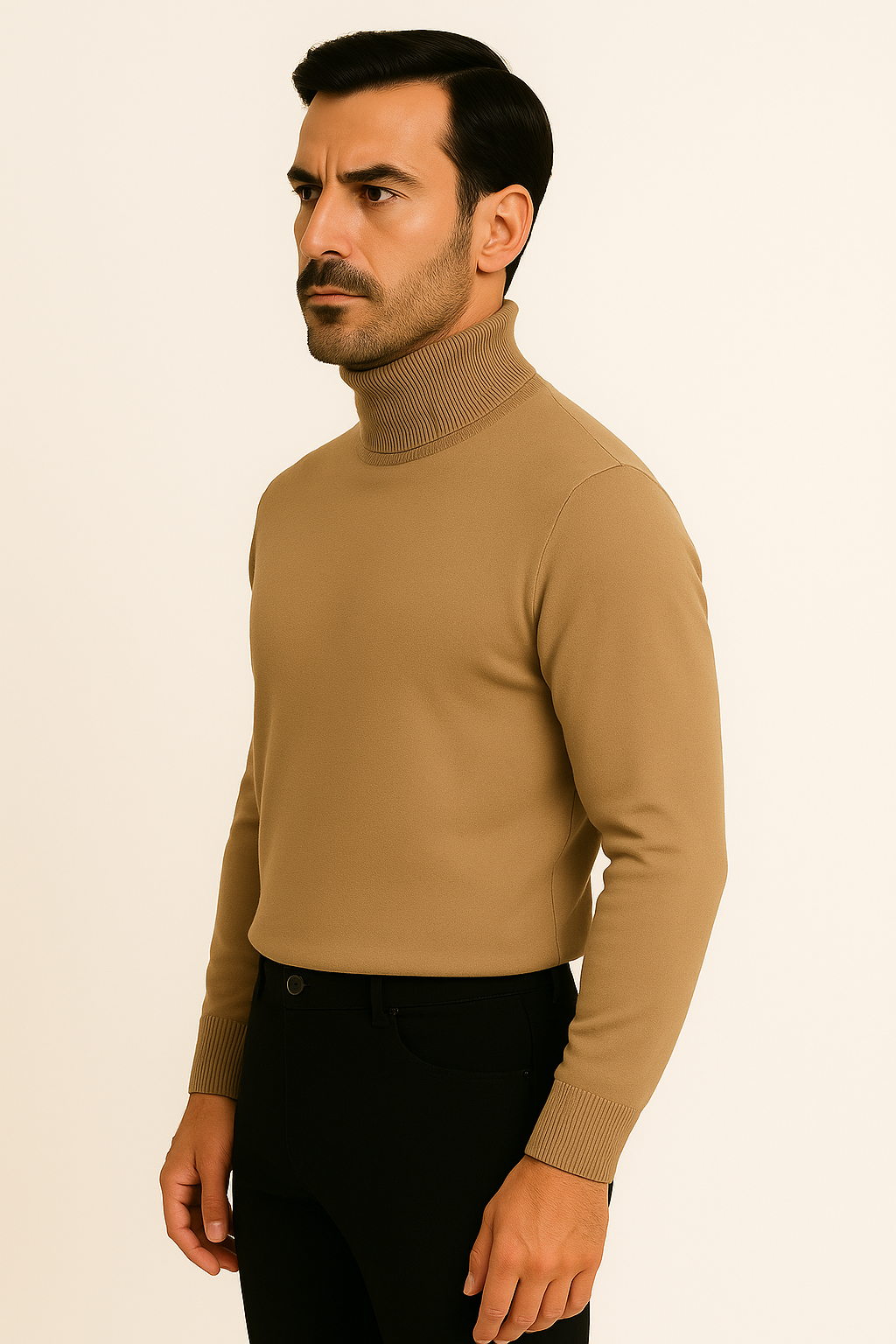 Suéter Masculino de Lã Merino com Gola Alta