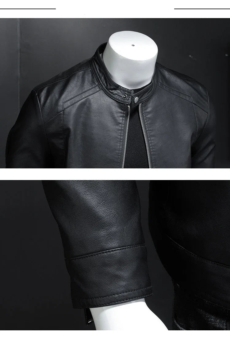Jaqueta de Couro Masculina Elegante para Motociclistas