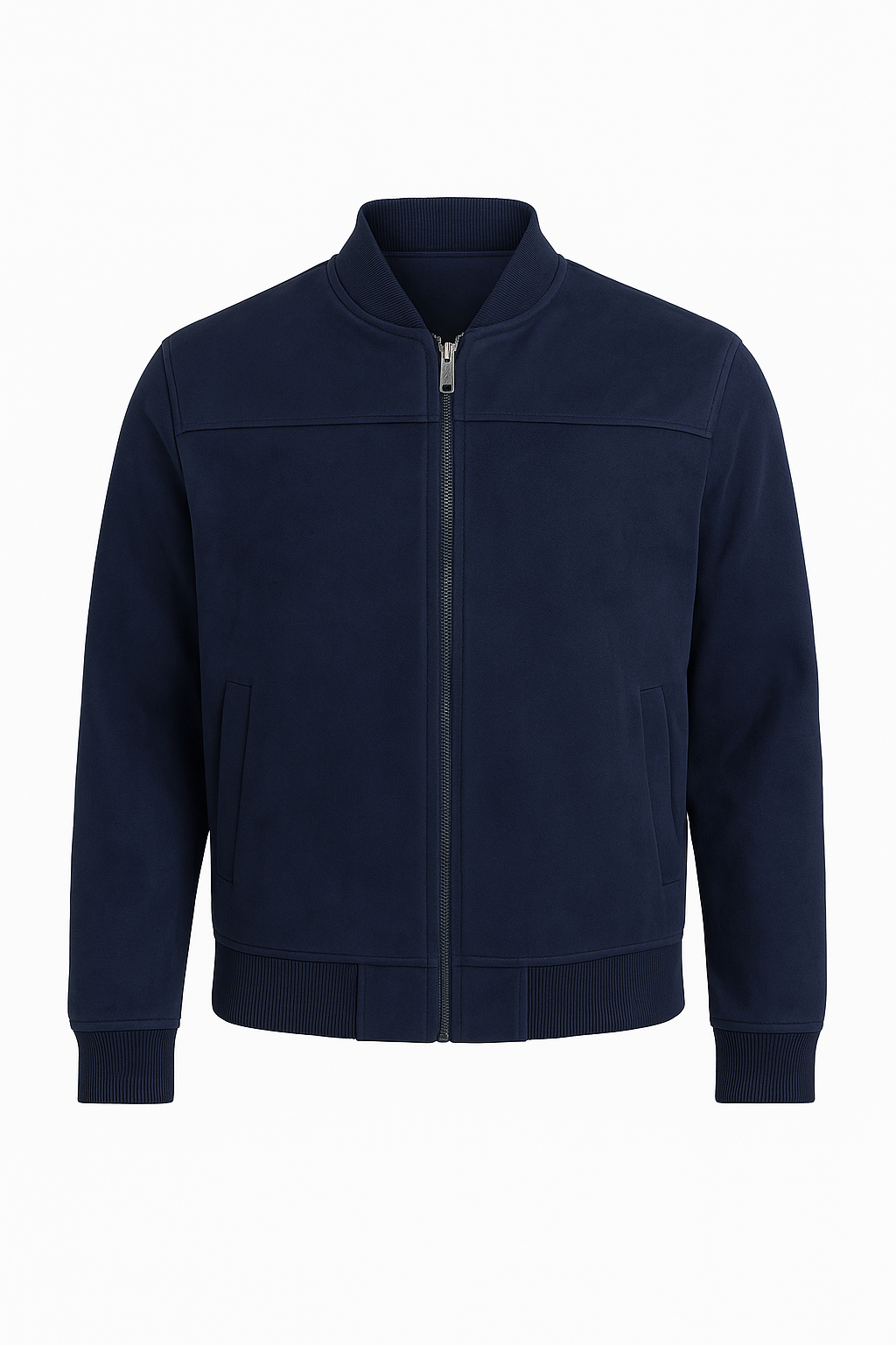 Jaqueta Masculina Bomber Camurça com Zíper e Punho Canelado
