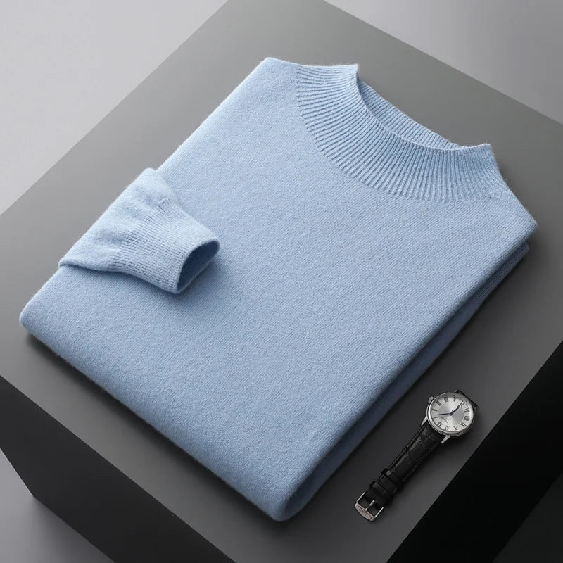 Suéter Masculino de Lã Merino com Gola Alta