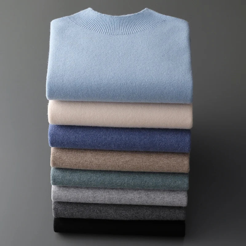 Suéter Masculino de Lã Merino com Gola Alta