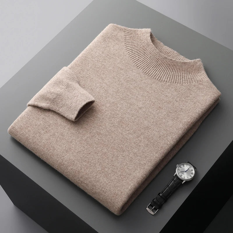 Suéter Masculino de Lã Merino com Gola Alta