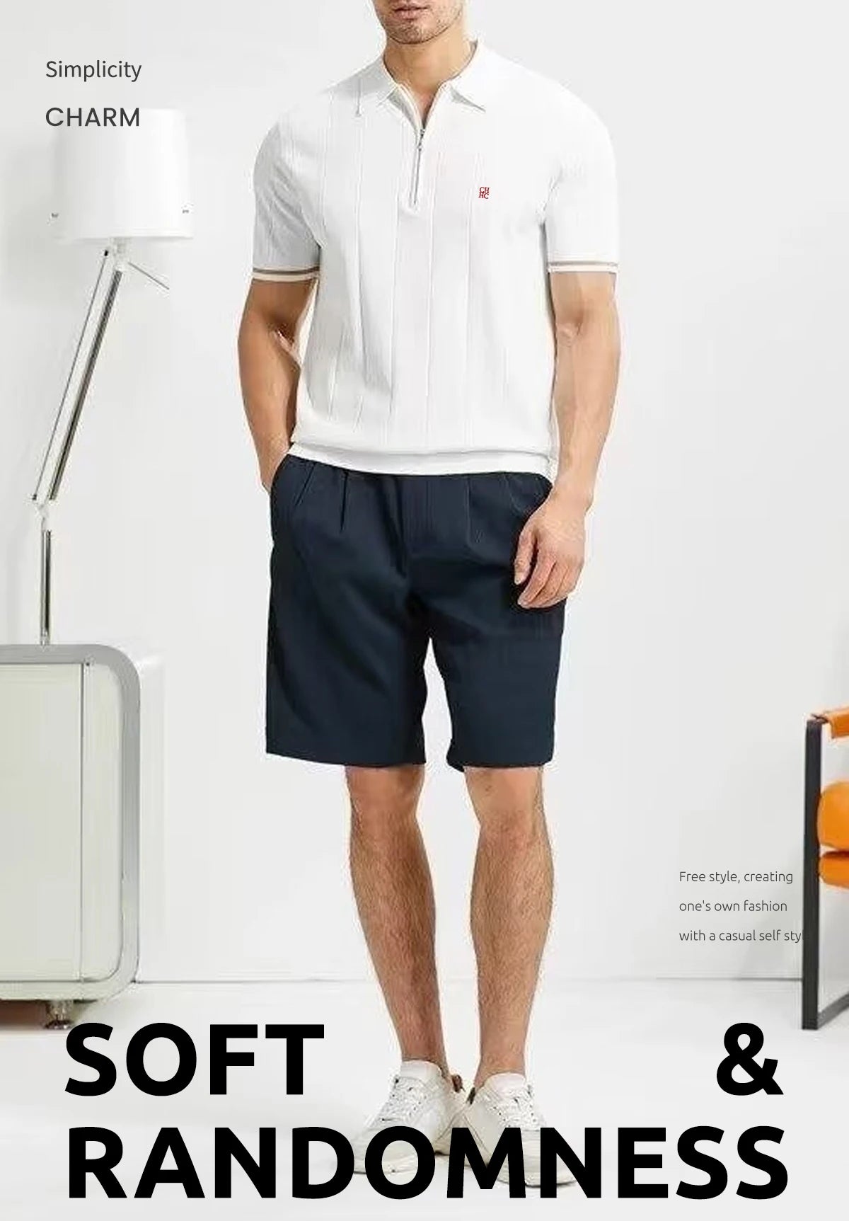Chch 2024 novo verão camisa polo de malha com nervuras para homens respirável e legal marca qualidade camisas polo texturizadas dos homens