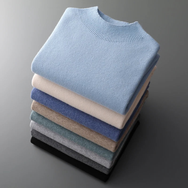 Suéter Masculino de Lã Merino com Gola Alta