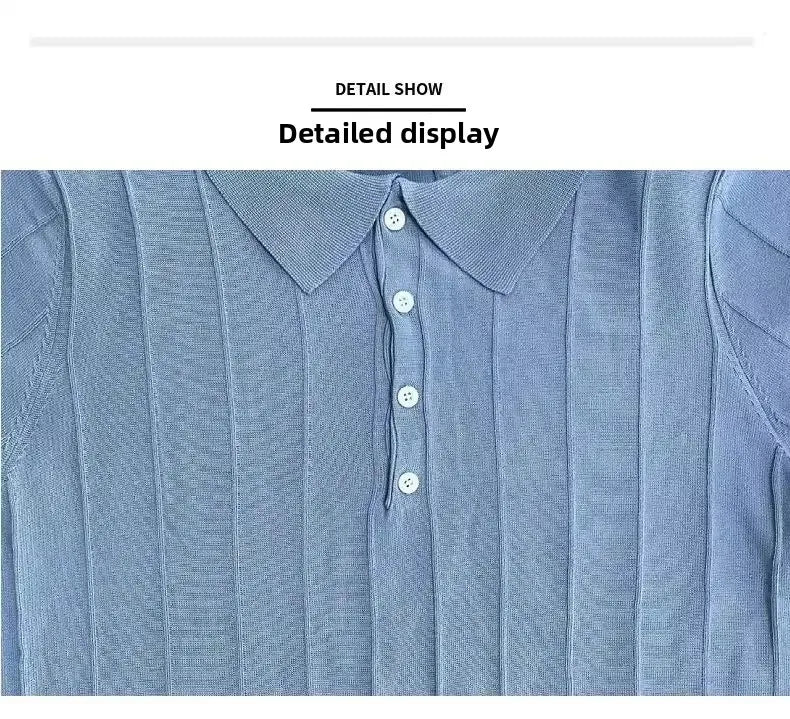 Camisa polo de seda gelo masculina manga curta malha verão fino ajuste muscular negócios casual moda respirável roupas confortáveis