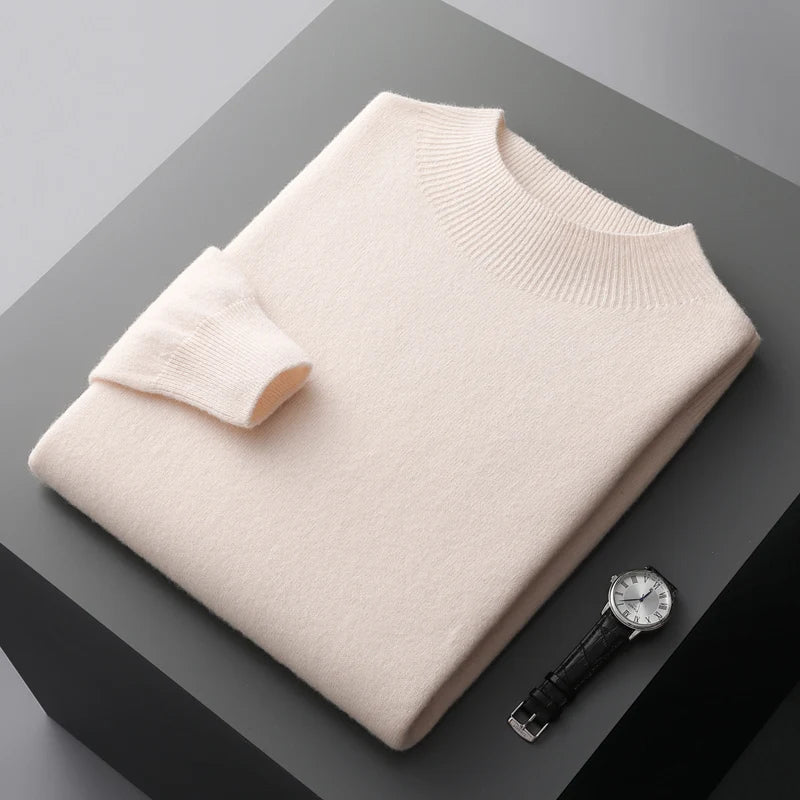 Suéter Masculino de Lã Merino com Gola Alta