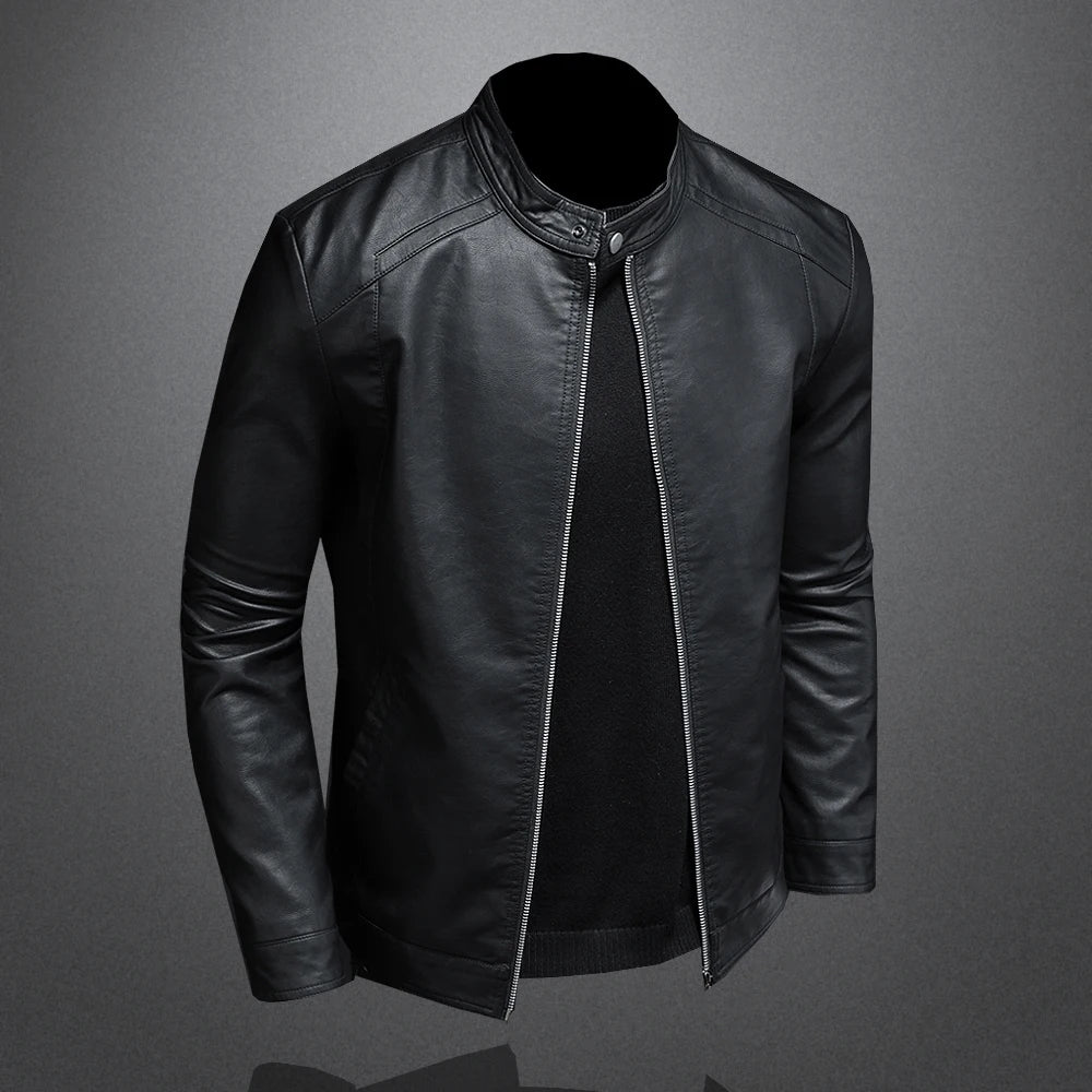 Jaqueta de Couro Masculina Elegante para Motociclistas