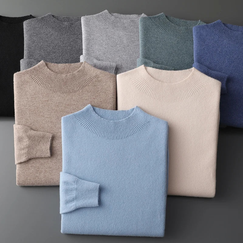 Suéter Masculino de Lã Merino com Gola Alta