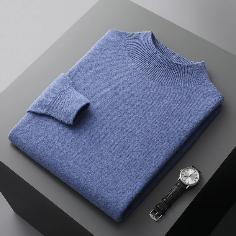 Suéter Masculino de Lã Merino com Gola Alta