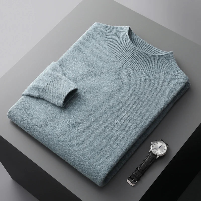 Suéter Masculino de Lã Merino com Gola Alta
