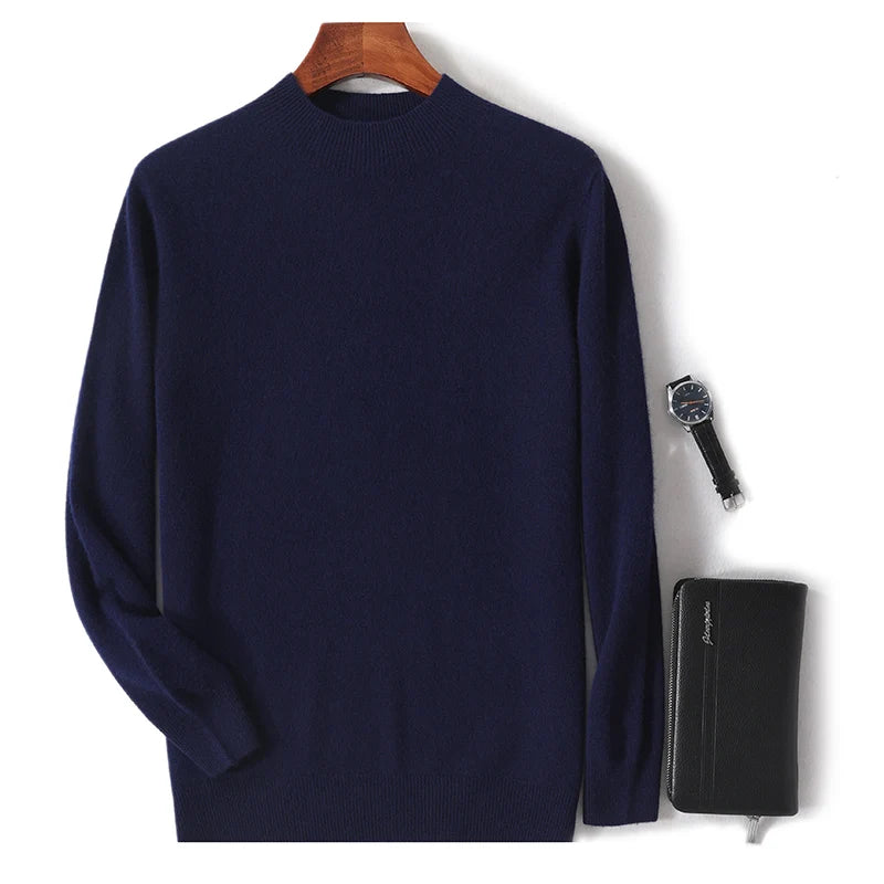 Suéter Masculino de Lã Merino com Gola Alta