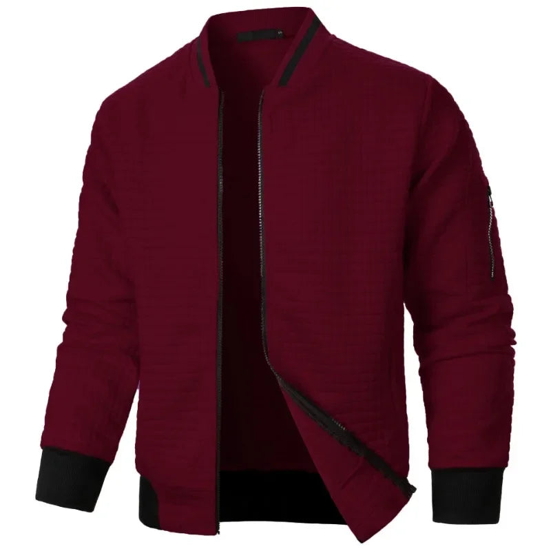 Jaqueta Masculina Casual com Zíper e Gola Stand