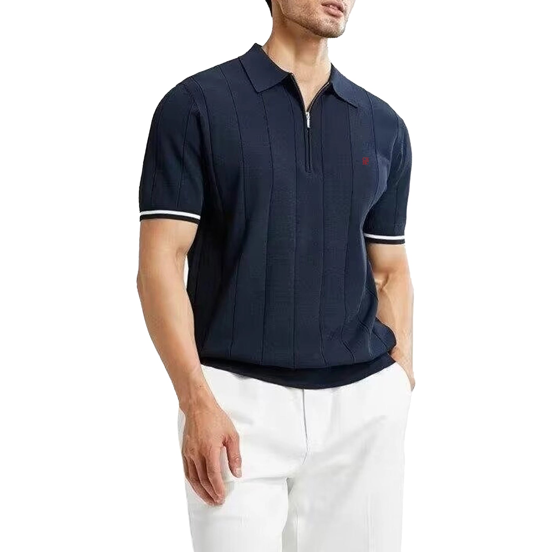 Chch 2024 novo verão camisa polo de malha com nervuras para homens respirável e legal marca qualidade camisas polo texturizadas dos homens