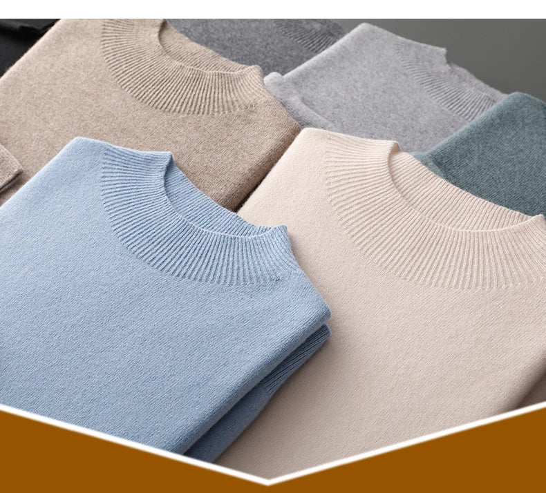 Suéter Masculino de Lã Merino com Gola Alta