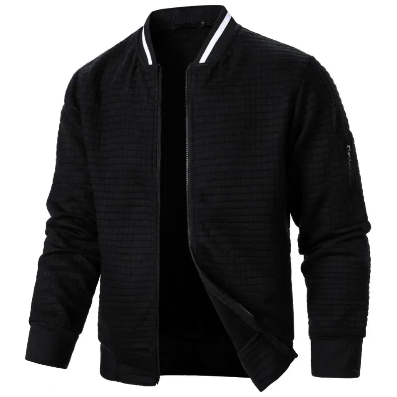 Jaqueta Masculina Casual com Zíper e Gola Stand