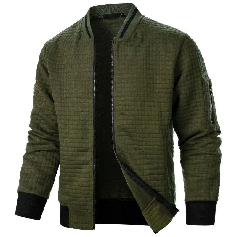 Jaqueta Masculina Casual com Zíper e Gola Stand