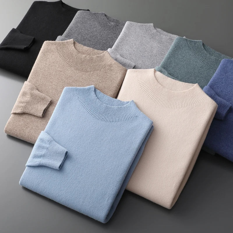 Suéter Masculino de Lã Merino com Gola Alta