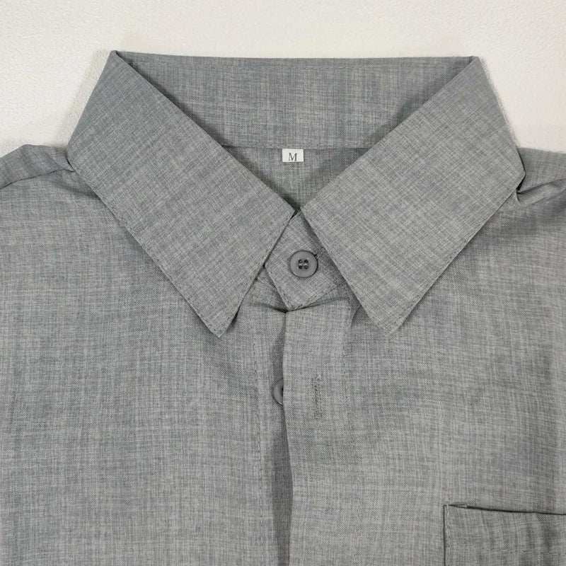 Camisas de linho de algodão de verão para homens casuais camisas de manga curta blusas sólidas gola virada para baixo camisas de praia formais roupas masculinas